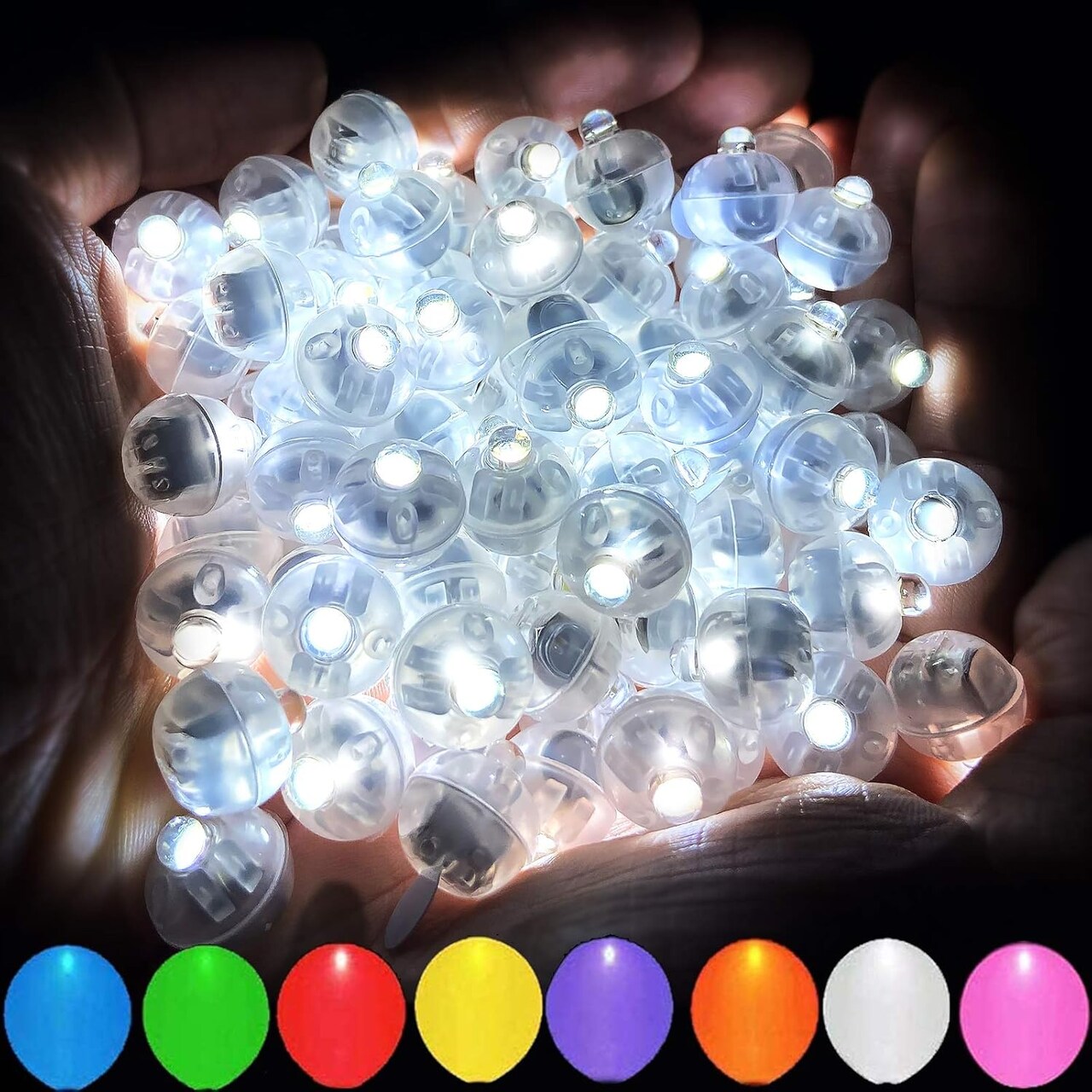 50 Pcs White LED Balloon Light, Tiny Led Light Mini Round LED Ball Lamp for Paper Lantern Balloon, Indoor Outdoor Party Event Fun Party Supplies Halloween Christmas Wedding Decoration